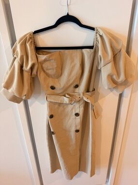 Off Shoulder Trench Coat Maxi Cocktail Dress new York and company